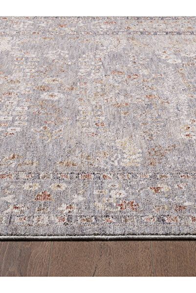 venucci home & living Frezia Floral Bambu Polyester Oturma Odası Salon Mutfak Halısı Eskitme Çiçekli Vintage Halı