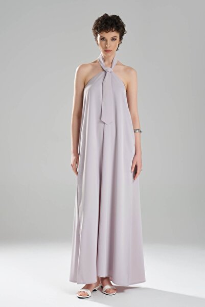 tw3 Women's Tie Detailed Backless Design Long Dress