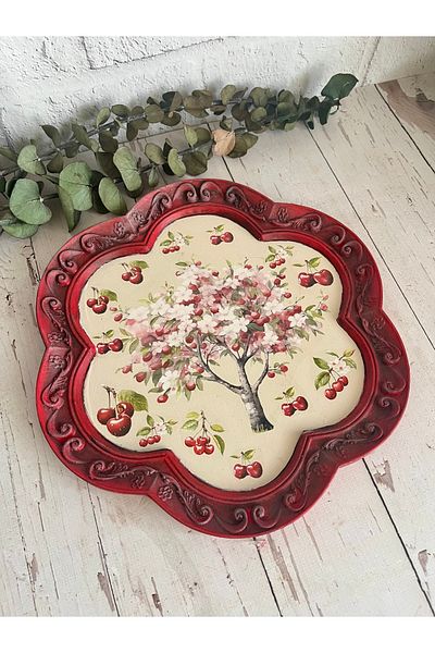 Bypinaryuksel Cherry Pattern Tray, Presentation Holder