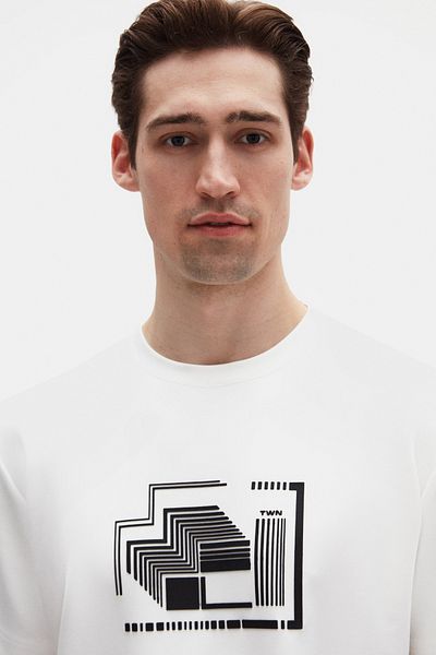 Twn Tricou simplu Ecru cu potrivire relaxată