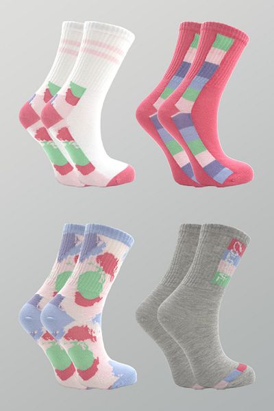KARDEŞLER ÇORAP Women's Multicolored Cotton Socks 4 Pack