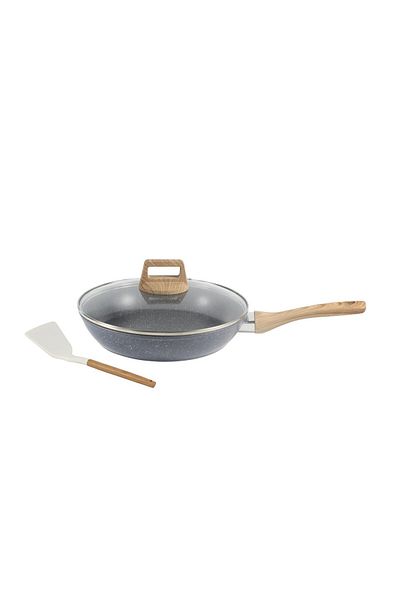 Chefline مقلاة مع غطاء، 26 سم، جرانيت رمادي