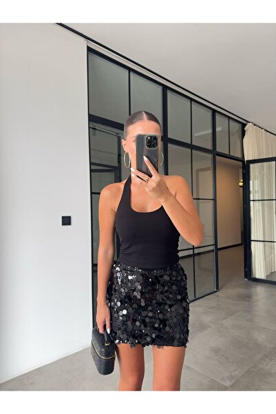 BB Bensu Buyruk SİYAH PULLU ETEK