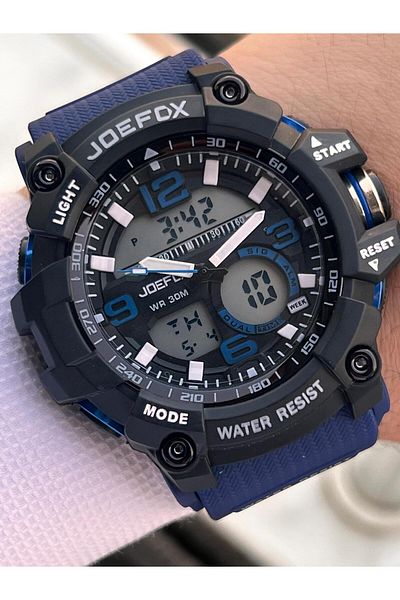 Joefox Digital and Analog 2 Years Warranty Chronometer+Calendar+Alarm+Lighting Men's Wrist Watch Joe.Bk06