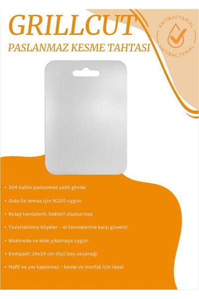 tellioğlu Stainless Steel Cutting Board 24X34