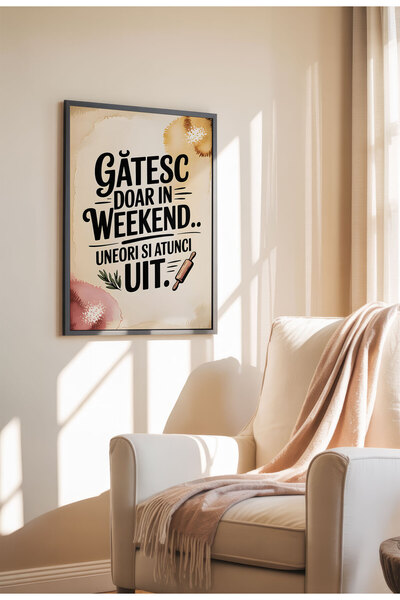 21mxm Tablou cu citat amuzant despre bucătărie – Artă murală cu umor culinar românesc, poster de gătit pentru o casă confortabilă