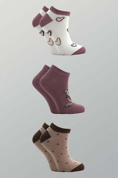 KARDEŞLER ÇORAP Women's Cotton Colored Booties 3 Pack