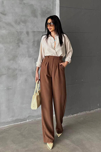 Kubos Moda talie înaltă Cafea pantaloni palazzo