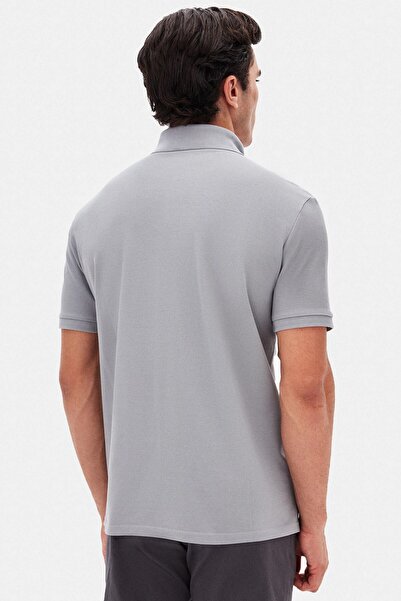 D'S Damat Μπλουζάκι πόλο Ds Damat Regular Fit Grey Pique με υφή 100% βαμβάκι
