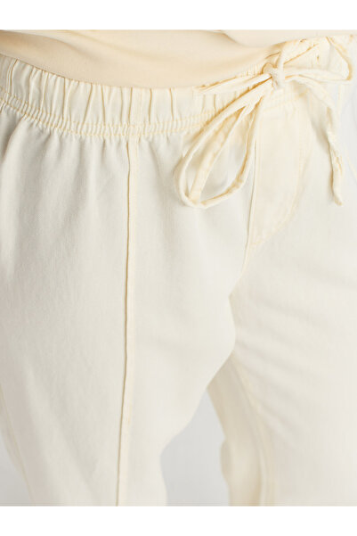 Dilvin 72030 Ribbed Stitched Elastic Denim Trousers-Yellow