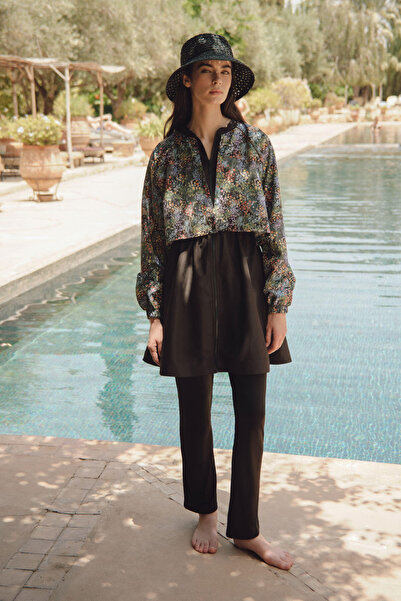 Manuka بدلة سباحة من 3 قطع مع سترة واقية من الرياح وزهرة صغيرة