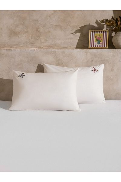 LC Waikiki Corner Bow Embroidered Pillow Case Set of 2 50X70 cm