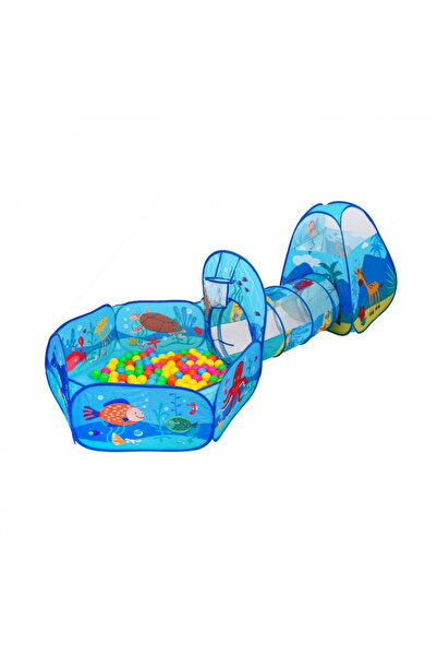 Ramiz 3in1 Play Tent with Tunnel, Dry Pool and 100 Multicolored Balls