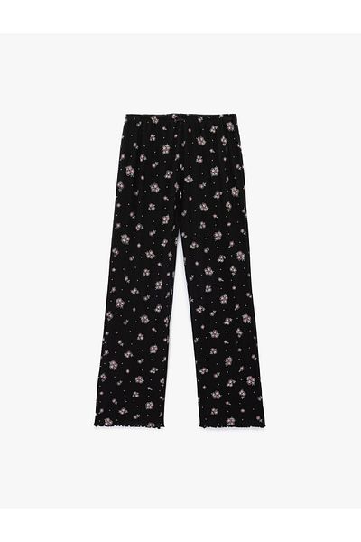 Koton Cotton Plain Wide Leg Floral Pajama Bottoms