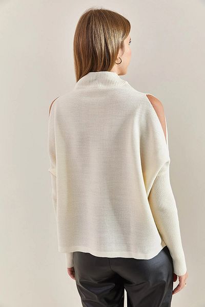 Bianco Lucci Women's Half Turtleneck Off-the-Shoulder Knitwear Sweater