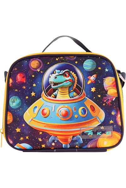 KAUKKO Geantă de prânz pentru școală/picnic pentru copii, băieți, izolată termic (dinozaur astronaut) L7273