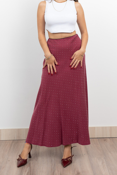 MissVina Fusta lungă din viscoză elastică Stone cu imprimeu 6803