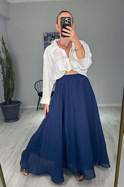 lady special Astarlı Volanlı Uzun Şifon Etek