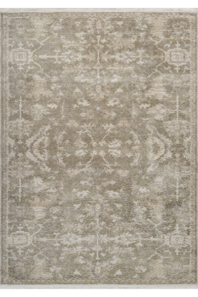 Apex Halı Lorenda 8441 Bej Yumuşak Dokulu Vintage Eskitme Desenli Saçaklı Halı