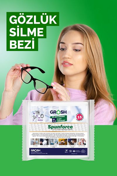 Grosh Spunforce Glasses Cleaning Cloth 30X35 Large Size 15 Pieces