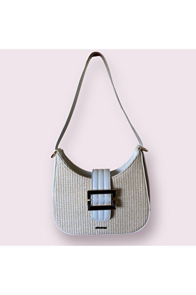 Angel Polo Women's Straw Textured Buckle Shoulder Bag