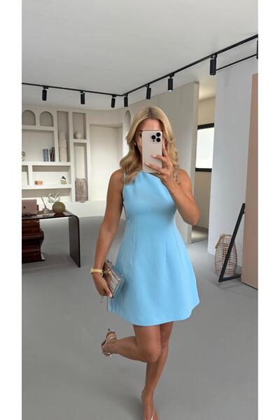 Sezgi Tekin Belden Oturtmalı Bebek Mavi Çan Elbise