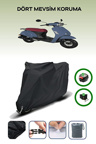 Breen Siyah Arka Çanta ve Kilit Uyumlu Kuba Bluebird Motosiklet Branda