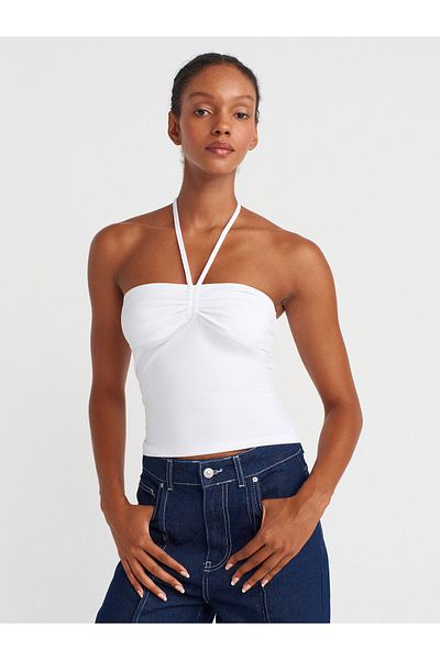 Dilvin 31959 Halter Strapless Top-White