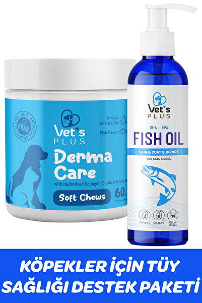 Vet's Plus Tüy Dökülmesi ve Tüy Yumağı Önleyici Paket (Köpekler İçin Tüy Sağl...