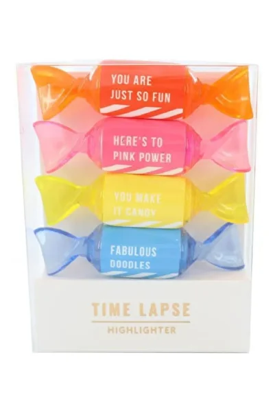 Roco 4‑Piece Candy-Color Chisel Tip Highlighter Set – Multicolor