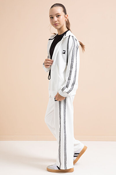 Cansın Mini Σετ φόρμας για κορίτσια με λευκή δαντέλα 2 τεμαχίων 21246