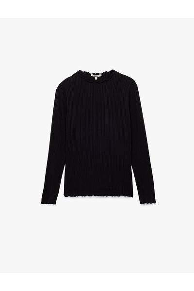 Koton Tricou cu mânecă lungă din viscoză, slim fit, cu guler ridicat