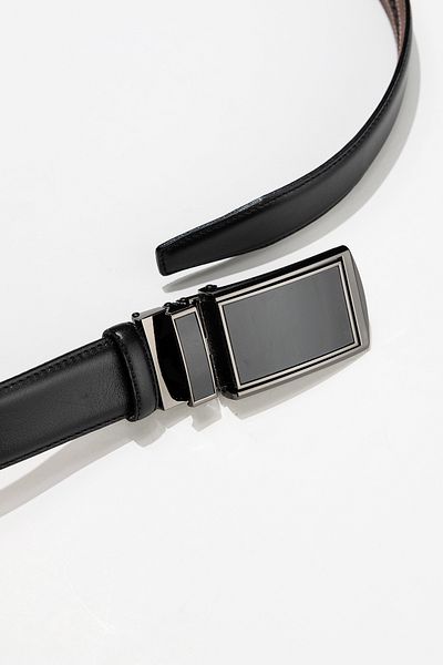 Niki Leather Автоматично зашит черен колан от естествена кожа 3,5 см