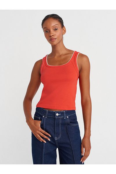 Dilvin 21087 Tricou contrastant-roșu