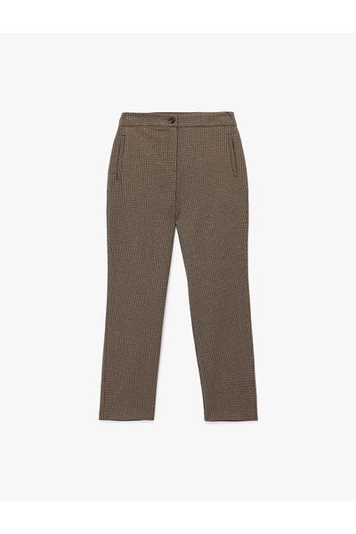 Koton Regular Fit Normal Waist Plaid Cigarette Trousers