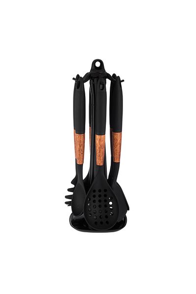 Silicone 7-piece serving spoon set with stand