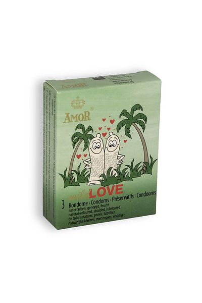 OEM Amor Wild Love Condoms, With Embossed Dots, Lubricated, 3 Pieces