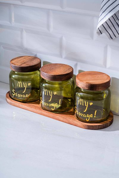 ACAR Pierre Acacia Jar Set with Lid - 12 cm