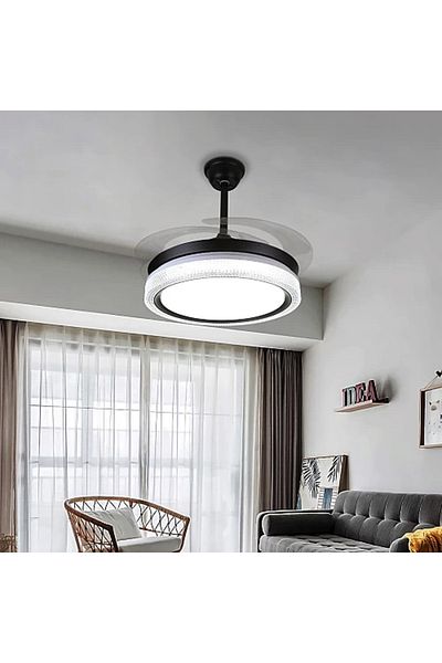 Hummer Foldable Ceiling Fan Black with 3 Lighting Modes (50 cm)