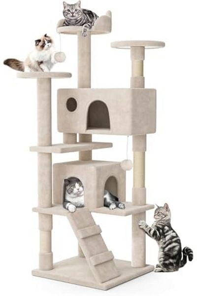 SKY TOUCH SKY-TOUCH Cat Tree Tower for Indoor Cats Large Adults, Cat Tower with Scratching Post, Multi-Level F