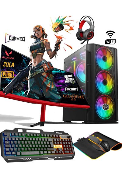 Apphirex Tc45 | Windows 11 Pro Ryzen 5 5500 16GB 512GB Ssd R7240 4GB 23.6'' Curved Masaüstü Oyuncu Bilgisayar