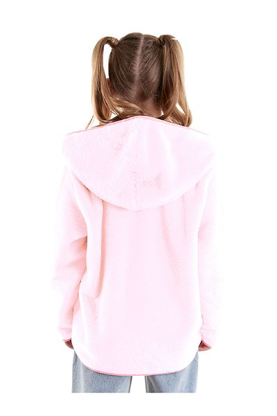 Denokids Girl's Pink Plush Coat with Heart Pocket