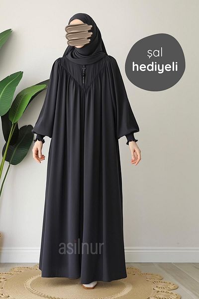 ASİLNUR Elif Ferace Shawl Gift Set Smoked