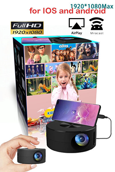 ANADOLU PARS 1080p Mini Taşınabilir LED Projektör Dış Mekan İç Mekan Telefon Yansıtmalı Ev Sineması