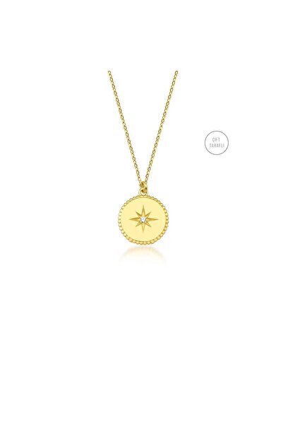 DesignbyKairos 0.015 Karat Pırlantalı Kuzey Yıldızı Madalyon Kolye