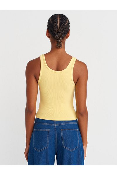 Dilvin 21115 Buttoned Strap Top-Yellow
