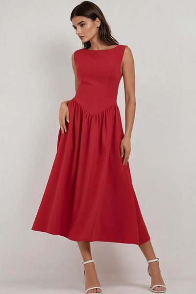 Hiccup Rochie midi premium cu decolteu cu volan