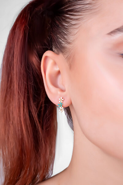 So CHIC... Santorini Çiçeği 18 Ayar Sarı Altın Kaplama Gümüş Küpe