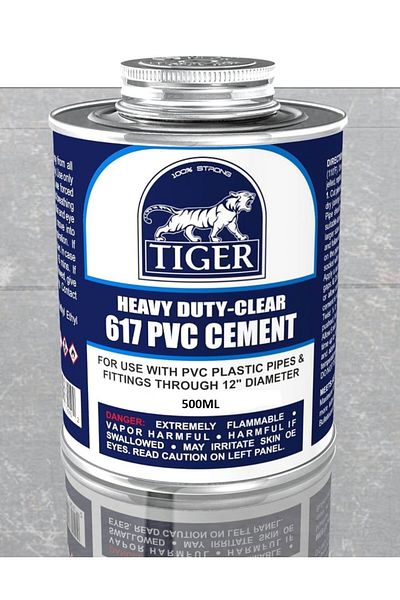 Tiger ALBIRCO Heavy Duty Clear 617 PVC Cement - 500ml (For Pipes and Fittings up to 12-Inch)