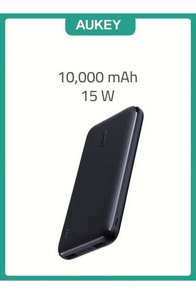 AUKEY 10,000 mAh Slim Power Bank 15 W PB‑N73 – Black